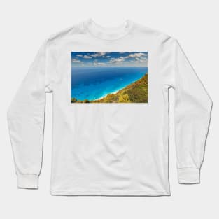 The incredible colors of the beach Egremnoi in Lefkada, Greece Long Sleeve T-Shirt